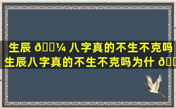 生辰 🌼 八字真的不生不克吗（生辰八字真的不生不克吗为什 🌸 么）